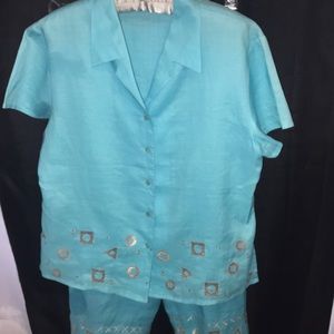 Cali Cali 2 Piece Ladies 100% Linen Outfit Size 6